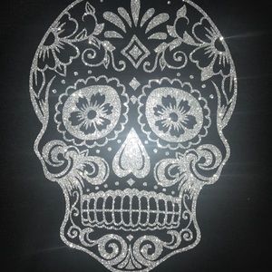 New Custom Sugar Skull Glitter T-Shirt